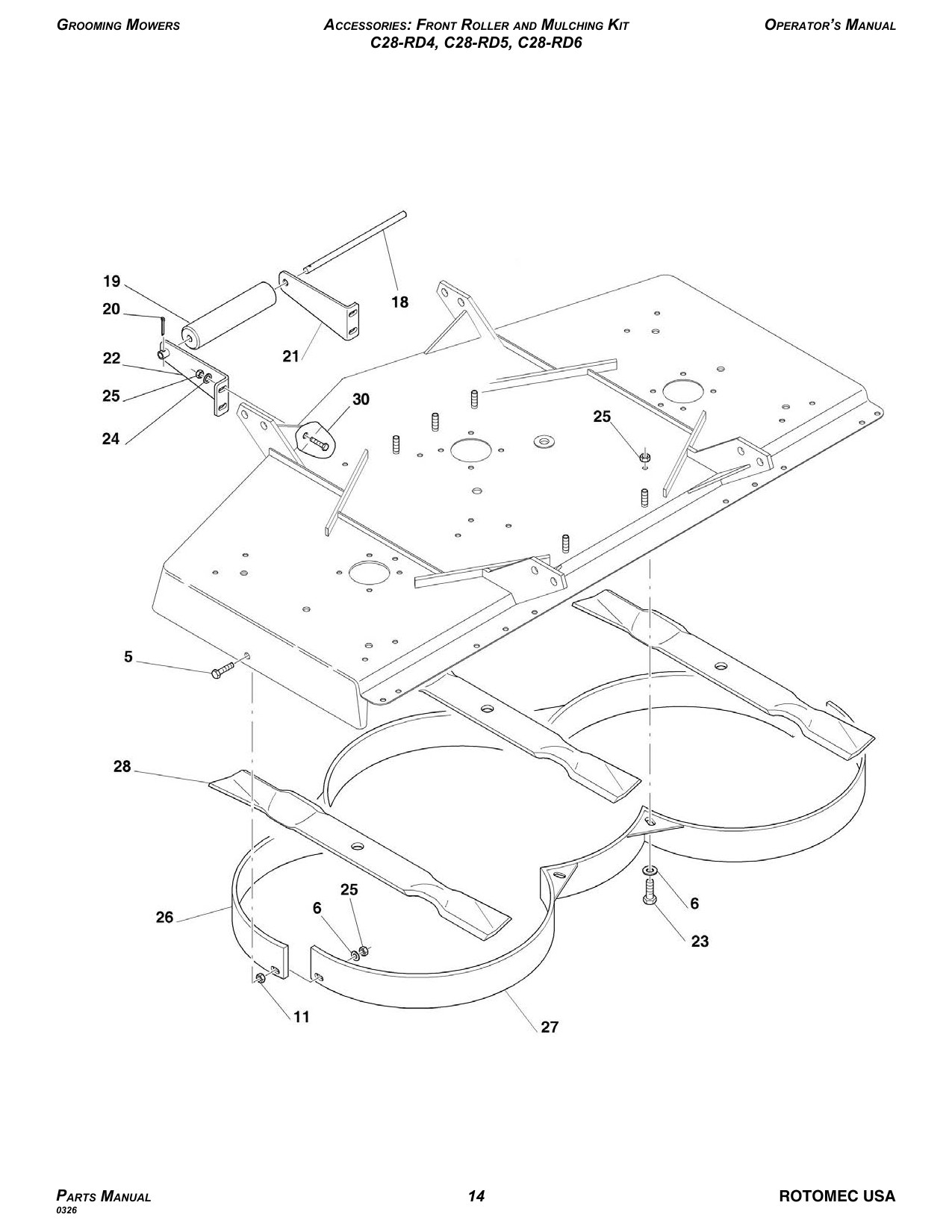 Accessories: Front Roller & Mulching Kit diagram