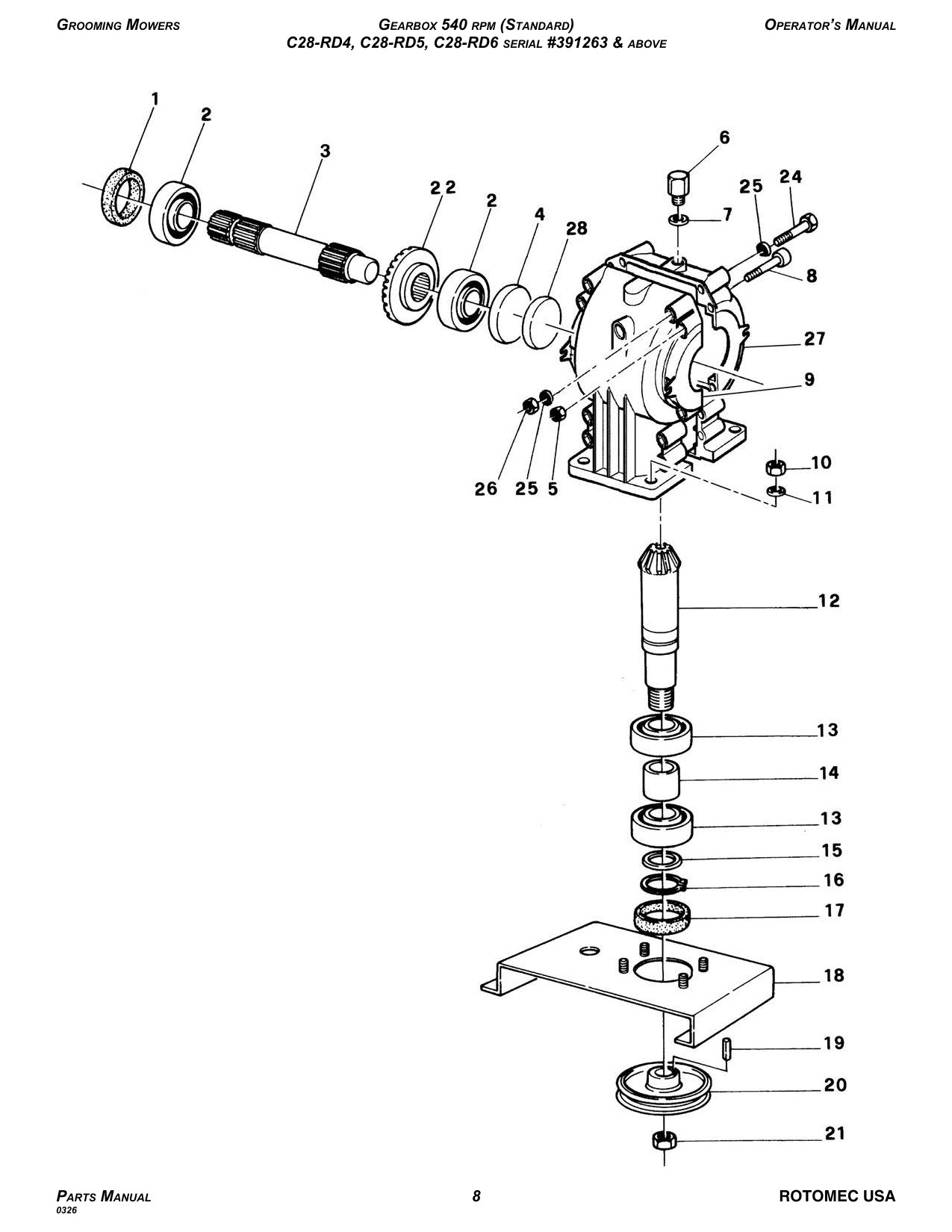 Gearbox 540 RPM (Standard) diagram
