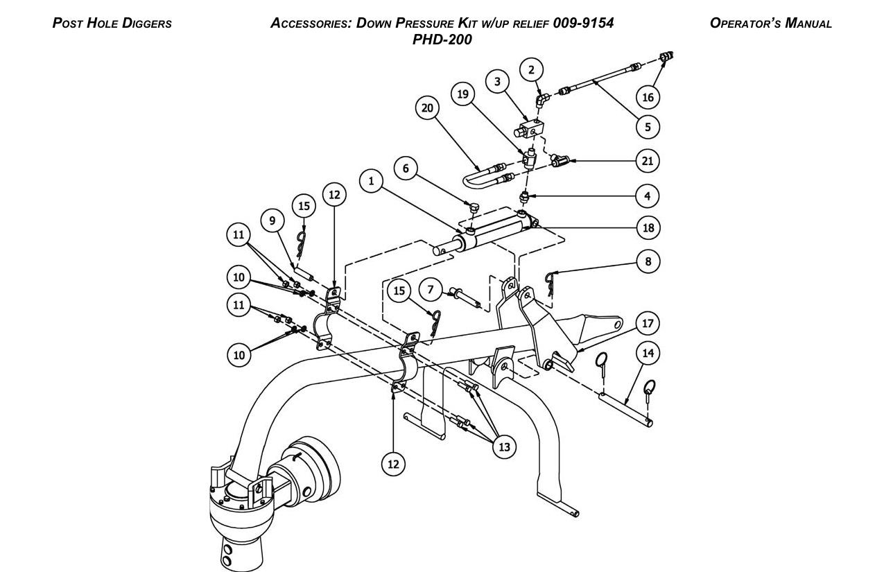 Down Pressure Kit w/Up Relief 009-9154 — PHD-200 diagram