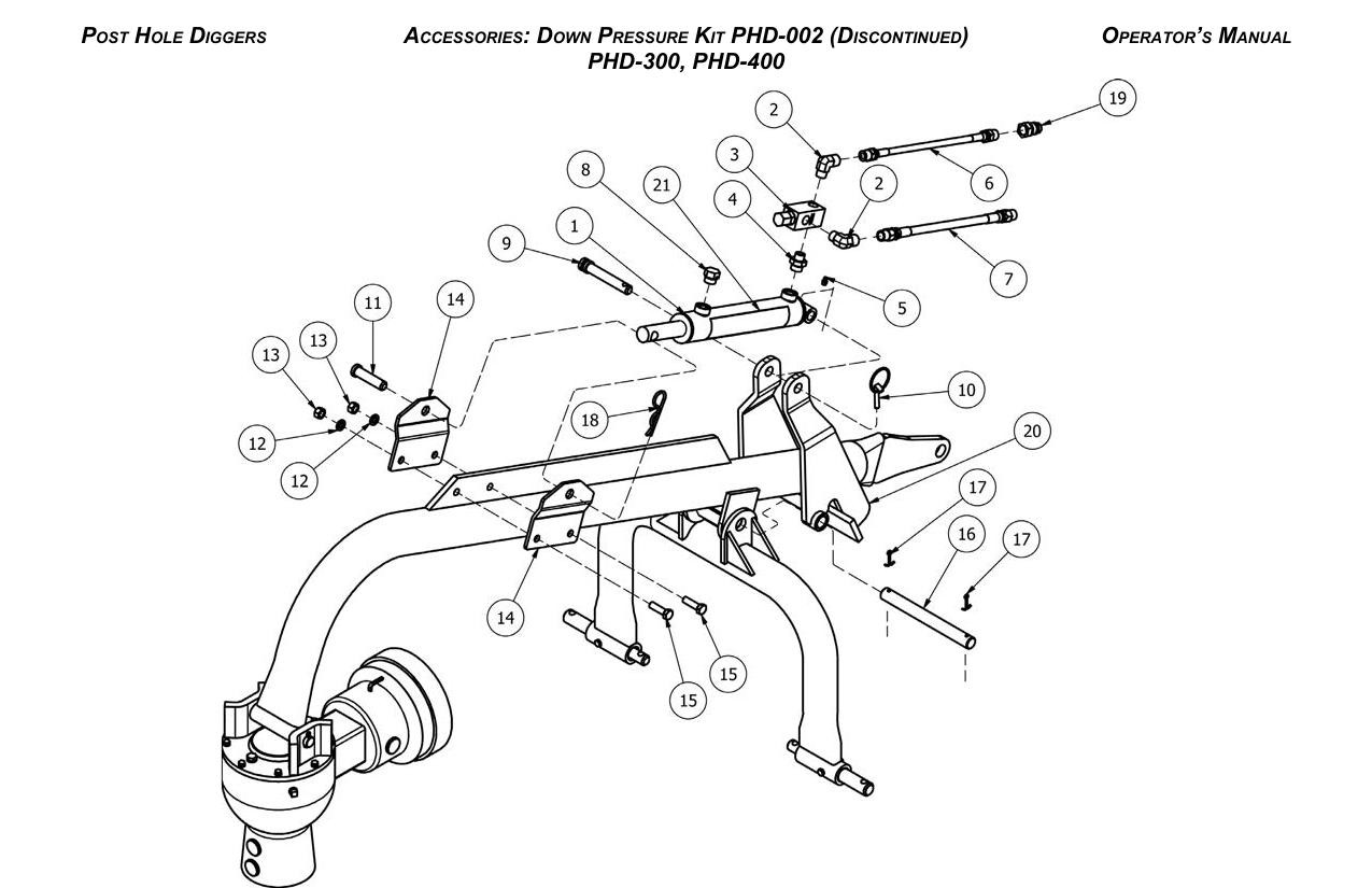 Down Pressure Kit PHD-002 — PHD-300 & PHD-400 (Discontinued) diagram