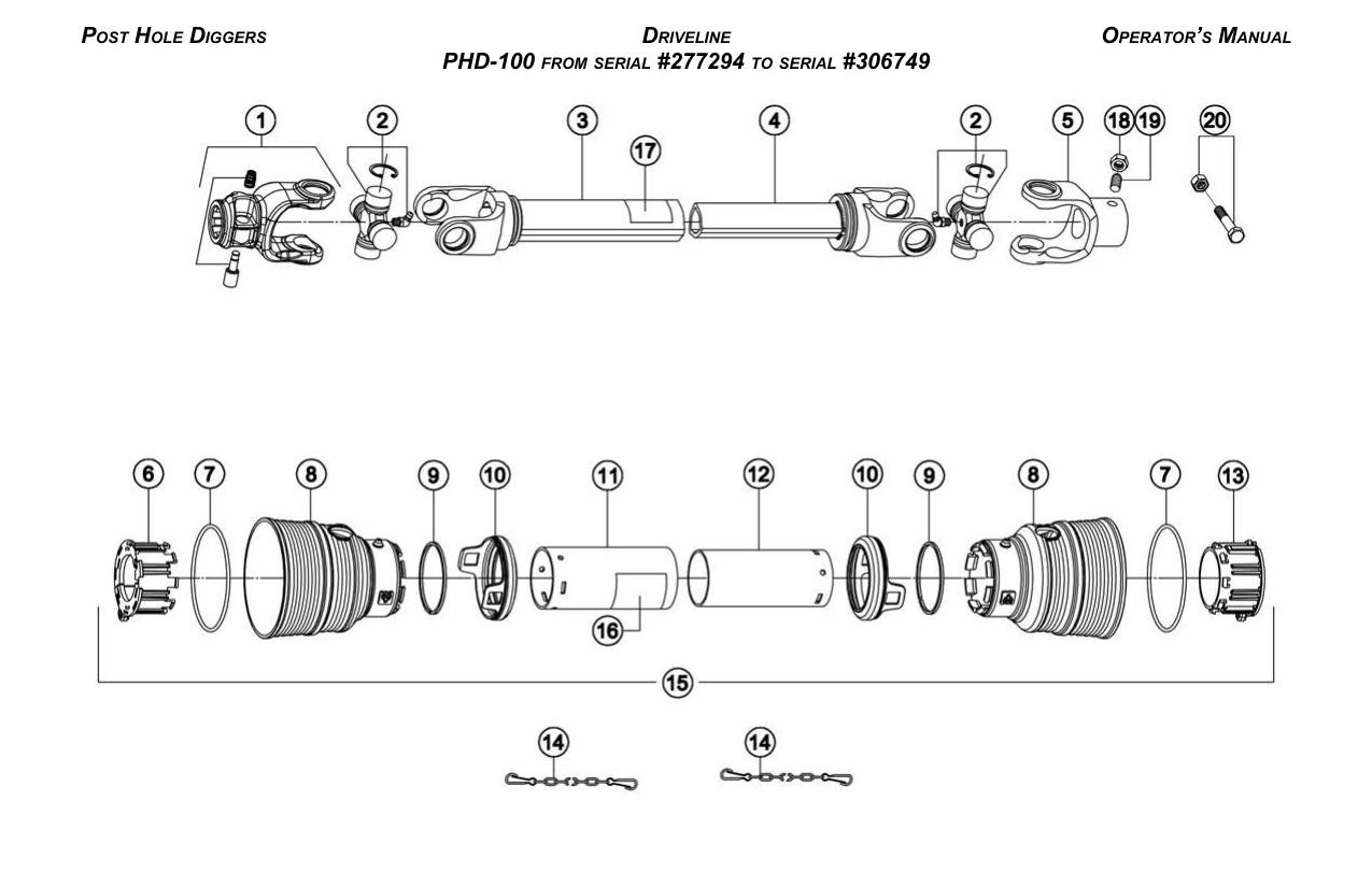 Driveline — PHD-100 (#277294–#306749) diagram