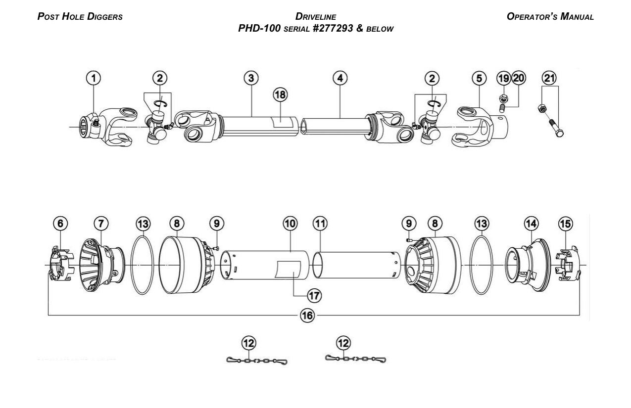 Driveline — PHD-100 (#277293 & below) diagram